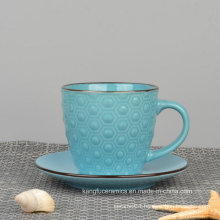 Colorful Glaze Embossed Ceramic Coffee Mug